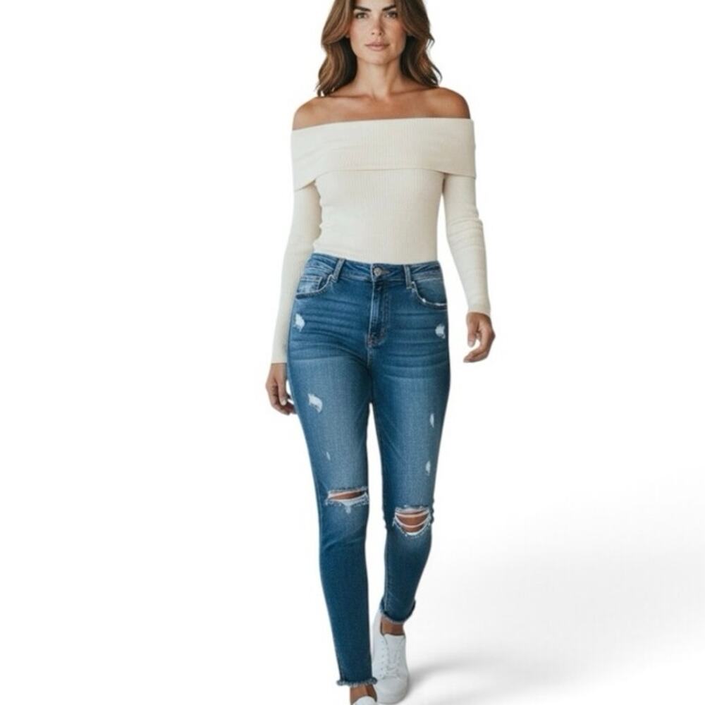 Resfeber Los Angeles Women’s 14 Distressed Ripped Skinny Boyfriend Jeans